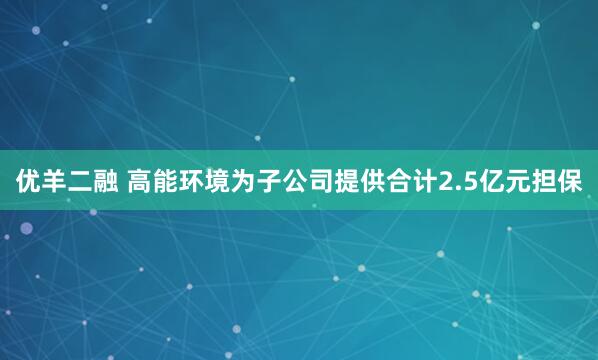 优羊二融 高能环境为子公司提供合计2.5亿元担保