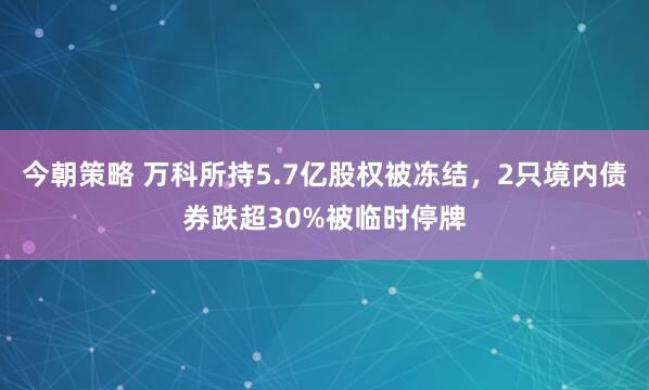 今朝策略 万科所持5.7亿股权被冻结，2只境内债券跌超30%被临时停牌